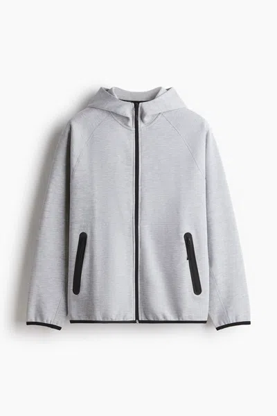 H&m Hooded Activewear Jacket With Drymove In Gray