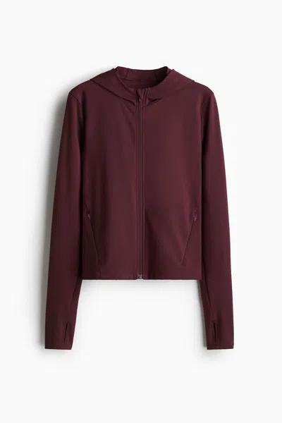 H&m Hooded Activewear Jacket With Softmove In Light Burgundy