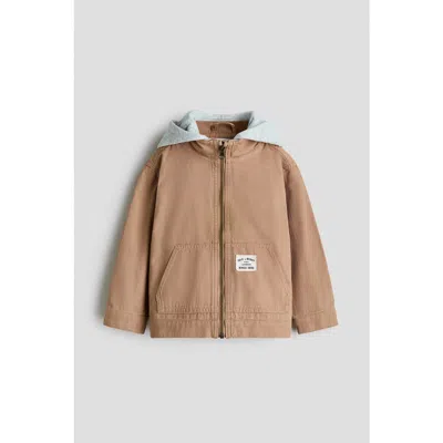 H&m Kids'  Hooded Canvas Jacket In Brown