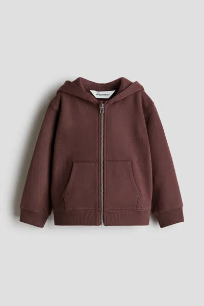 H&m Kids' Hooded Cotton Sweatshirt Jacket In Brown