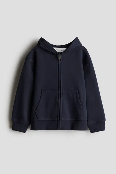 H&m Kids' Hooded Cotton Sweatshirt Jacket In Blue