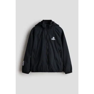 H&m Kids'  Hooded Nylon Windbreaker In Black