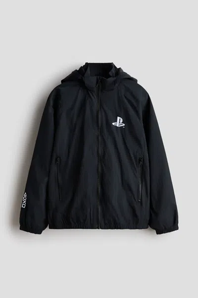 H&m Kids' Hooded Nylon Windbreaker In Black