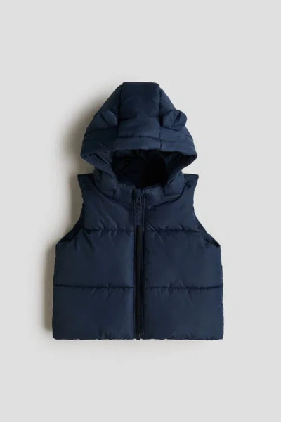 H&m Babies'  Hooded Puffer Gilet In Blue