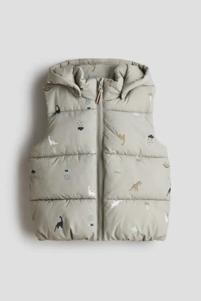 H&m Kids'  Hooded Puffer Gilet In Gray