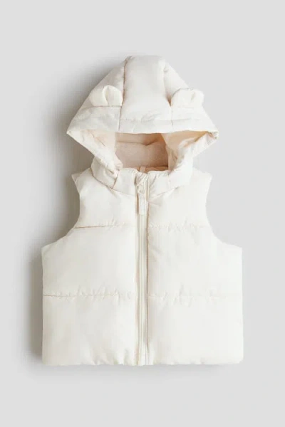 H&m Babies'  Hooded Puffer Gilet In White