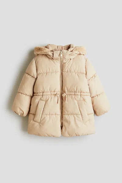 H&m Kids' Hooded Puffer Jacket In Neutral