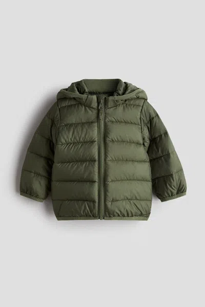 H&m Kids' Hooded Puffer Jacket In Green
