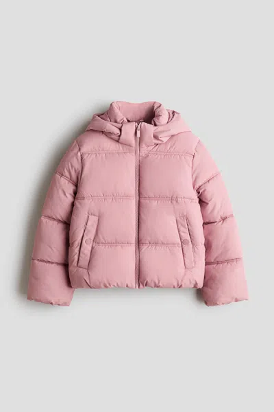 H&m Kids' Hooded Puffer Jacket In Pink