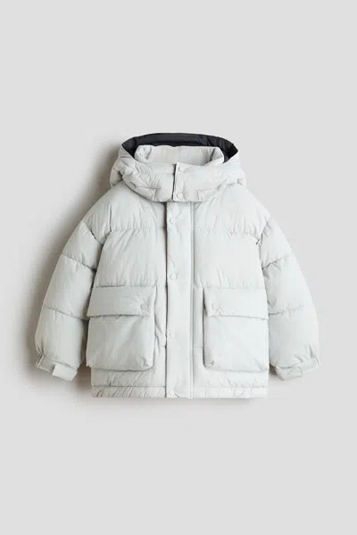 H&m Kids' Hooded Puffer Jacket In White