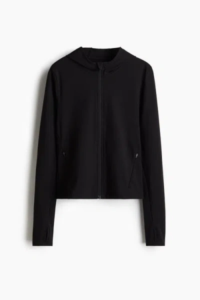 H&m Hooded Sports Jacket With Softmove In Black