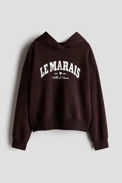 H&m Kids' Hoodie With Motif In Brown