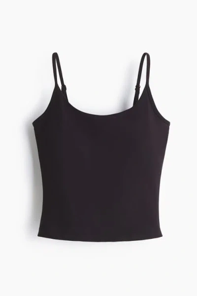 H&m Integral-bra Sports Strappy Top With Softmove In Black