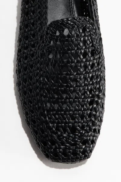 H&m Interwoven Leather Loafers In Black