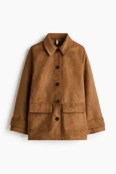 H&m Jacket With Collar In Dark Beige
