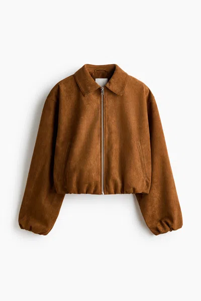 H&m Jacket With Collar In Dark Beige