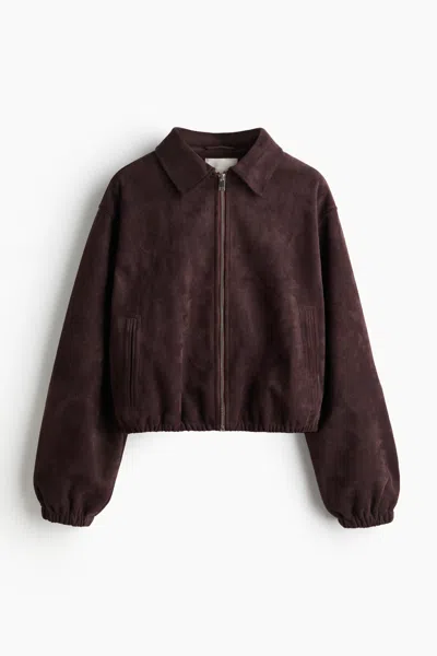 H&m Jacket With Collar In Dark Brown