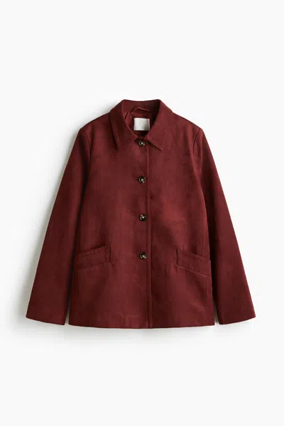 H&m Jacket With Collar In Dark Red