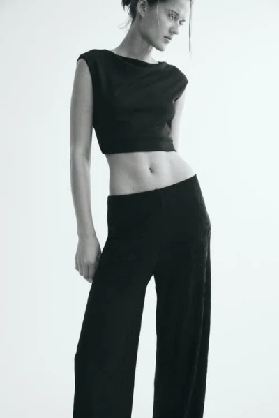 H&m Jacquard Jersey Pull-on Pants In Black