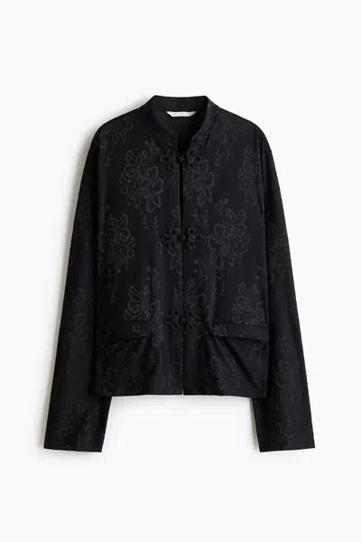 H&m Jacquard-jersey Knot-button Jacket In Multi