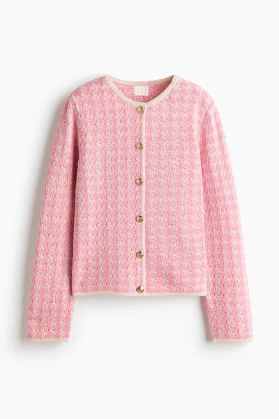 H&m Jacquard-knit Cardigan In Pink