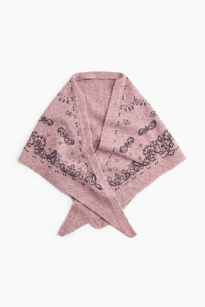 H&m Jacquard-knit Triangle Scarf In Pink