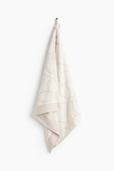 H&m Jacquard-weave Beach Towel In White