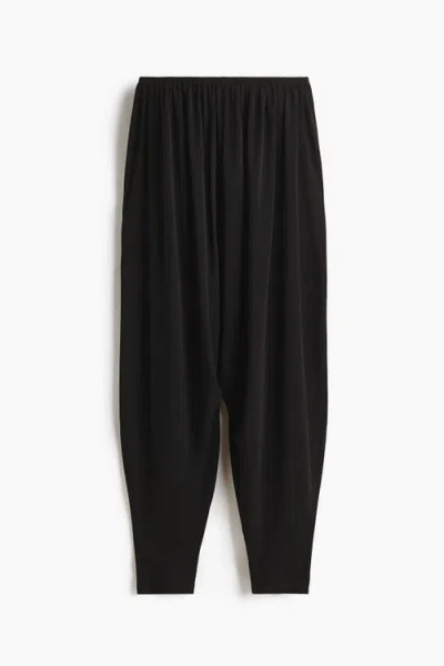 H&m Jersey Barrel Trousers In Black