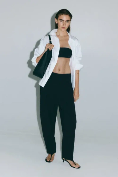 H&m Jersey Barrel-leg Pants In Black