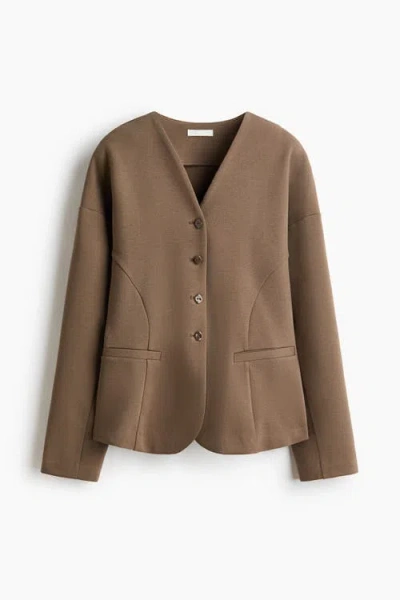 H&m Jersey Blazer In Brown
