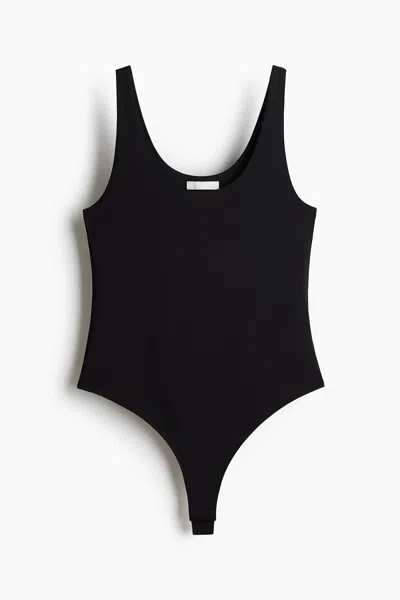 H&m Jersey Bodysuit In Black