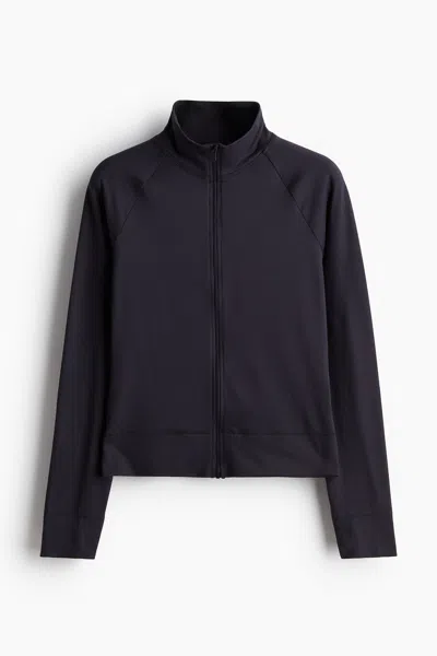 H&m Jersey Cardigan With Zipper In Blue