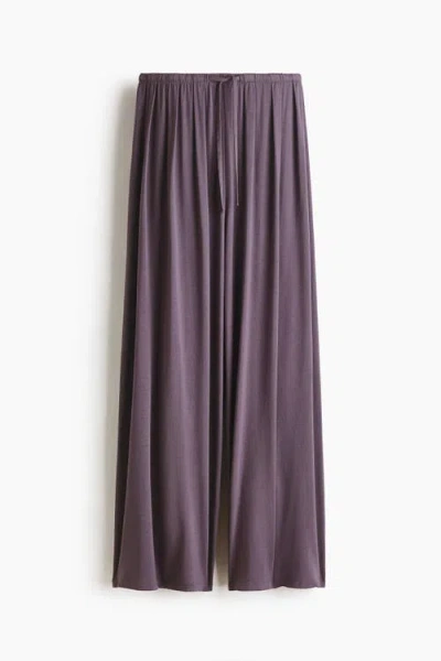 H&m Jersey Drawstring Trousers In Purple