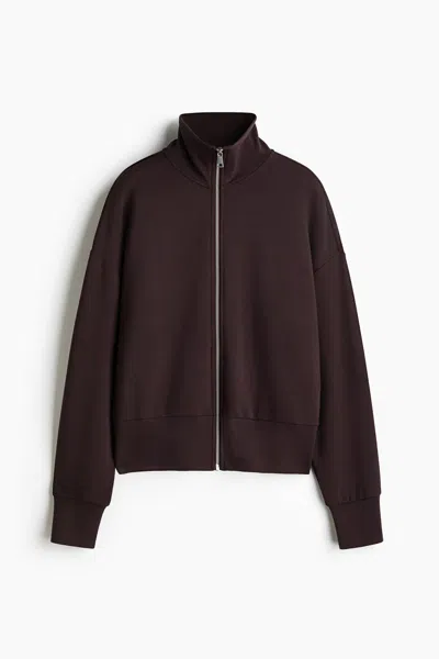 H&m Jersey Track Jacket In Brown