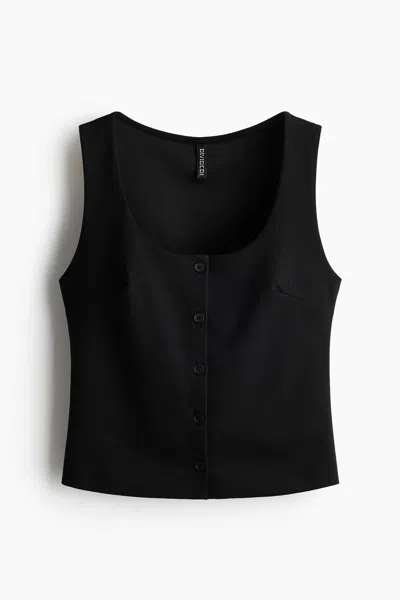 H&m Jersey Vest In Black