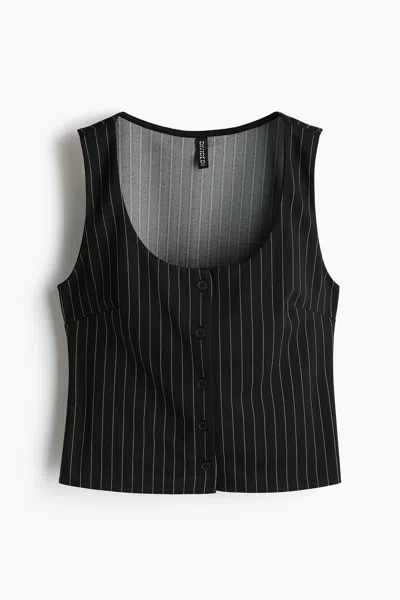 H&m Jersey Vest In Black