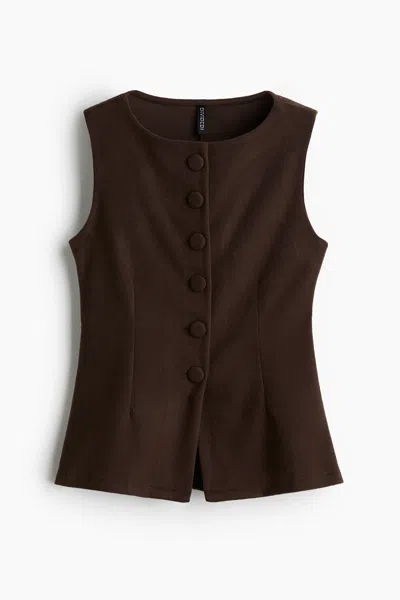 H&m Jersey Vest In Brown