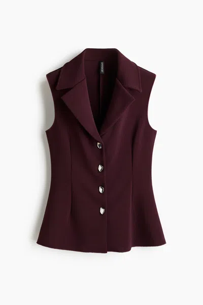 H&m Jersey Vest In Burgundy