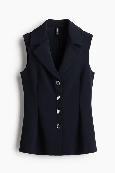 H&m Jersey Vest In Navy Blue