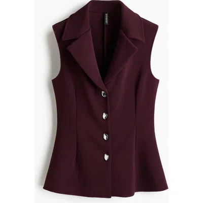 H&m Jersey Waistcoat In Burgundy