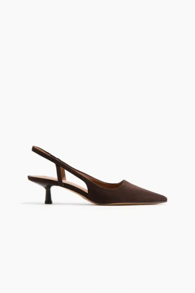 H&m Kitten-heeled Slingbacks In Brown
