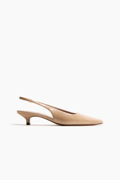 H&m Kitten-heeled Slingbacks In Brown