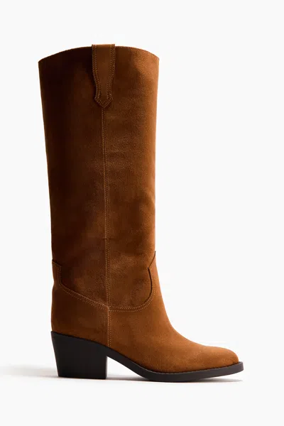 H&m Knee-high Cowboy Boots In Brown