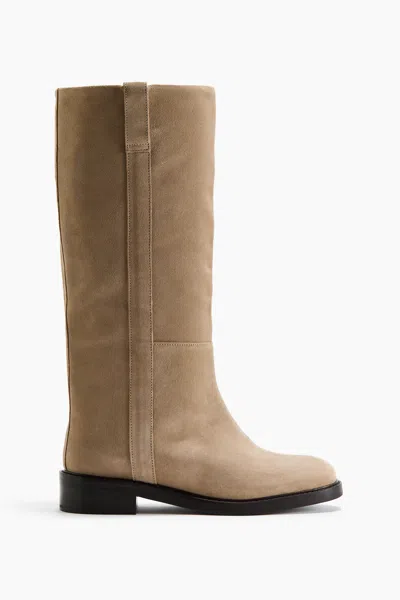 H&m Knee-high Split Suede Boots In Multi