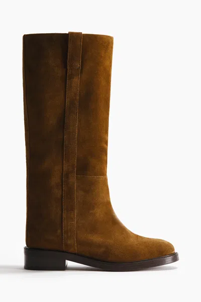 H&m Knee-high Split Suede Boots In Multi