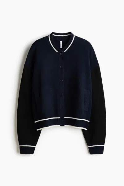 H&m Knit Baseball Jacket In Blue