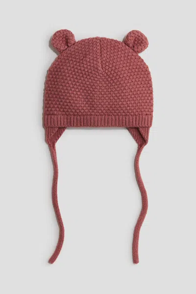 H&m Babies' Knit Beanie With Chin Strap In Brown