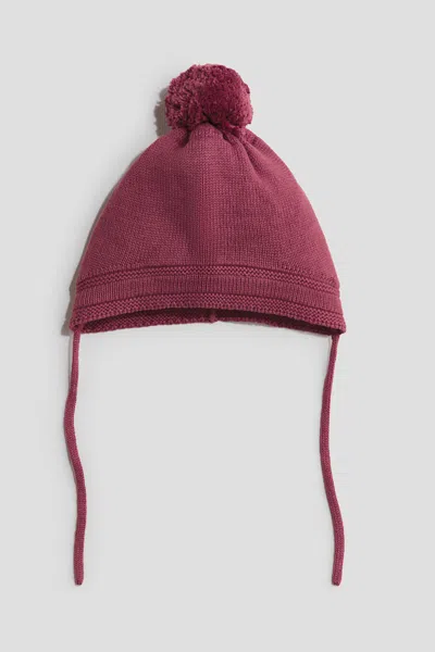 H&m Babies' Knit Beanie With Chin Strap In Pink