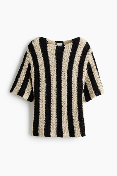 H&m Knit Boat-neck Top In Black