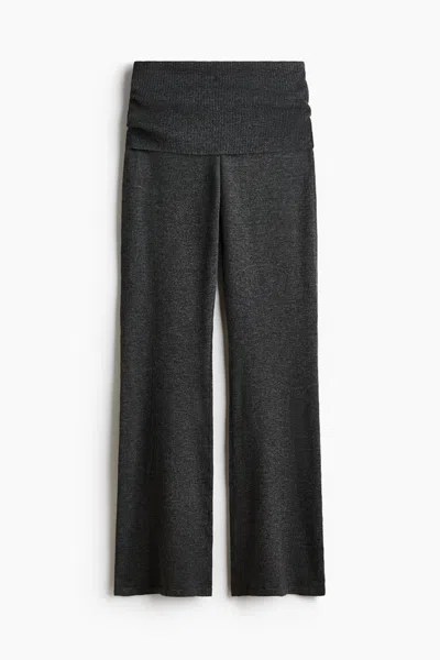 H&m Knit Foldover-waist Pants In Black